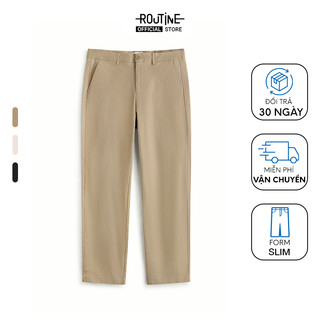 Quần Kaki Nam Premium Ống Ôm Trơn Cotton Form Slim - Routine 10S24PCA002P