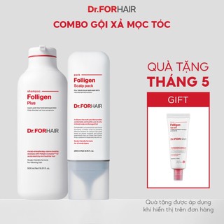 Combo gội xả làm sạch sâu giảm gàu,ngứa giảm rụng dưỡng hỗ trợ mọc tóc Dr.FORHAIR Plus Shampoo x Scalp Pack.