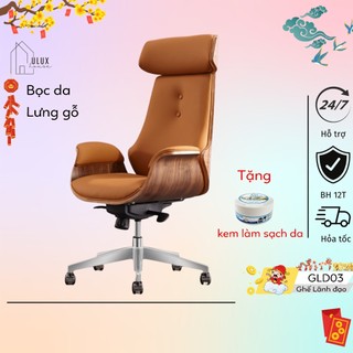 Ghế Giám Đốc Bọc Da Lưng Gỗ Cao Cấp, Chân Xoay Cao Cấp, Chân Kim Loại Chắc Chắn Đẳng Cấp, Sang Trọng