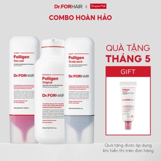 Bộ ba sản phẩm gội,xả và tẩy tế bào chết da đầu giảm rụng,ngứa chuẩn quy trình chăm sóc tóc chuyên gia Dr.FORHAIR.