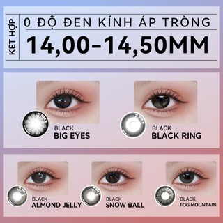 1 Cặp Kính áp tròng Midroo Lens Phong Cách Đen 0 Độ 1 Năm  14,0/14,5mm Kính áp tròng
