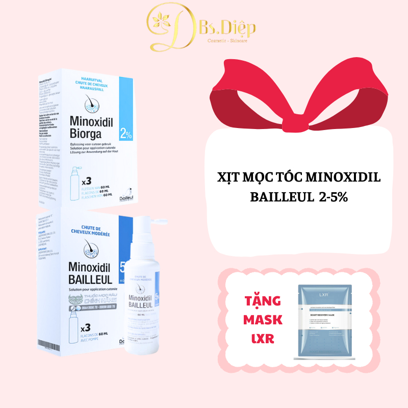Xịt Minoxidil giảm dụng kích thích mọc tóc Minoxidil Bailleul  2-5%
