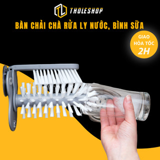 Bàn chải cọ rửa ly cốc, bình sữa 2 mặt gắn bồn rửa chén tiện dụng tholeshop 7719