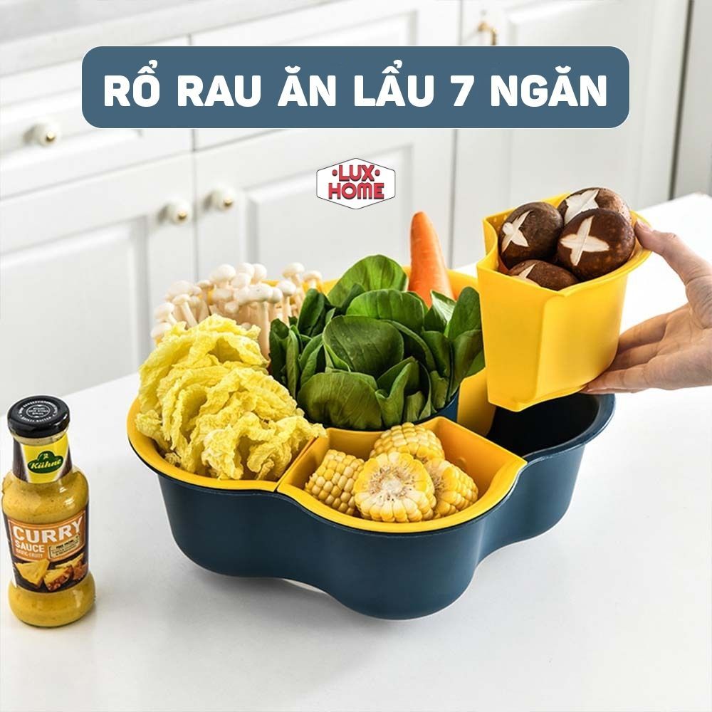 Rổ Nhựa Đựng Rau Ăn Lẩu, Rổ Đựng Rau Thiết Kế Thông Minh Xoay Tròn, Rổ Rau Ăn Lẩu LUXHOME
