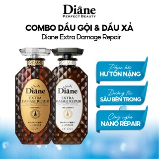 COMBO Dầu Gội Đầu, Dầu Xả Tóc Moist Diane Extra Damage Repair Phục Hồi Tóc Hư Tổn