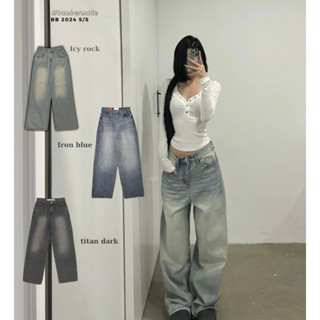 Quần jean lưng cao ống suông form hàn phủ khói