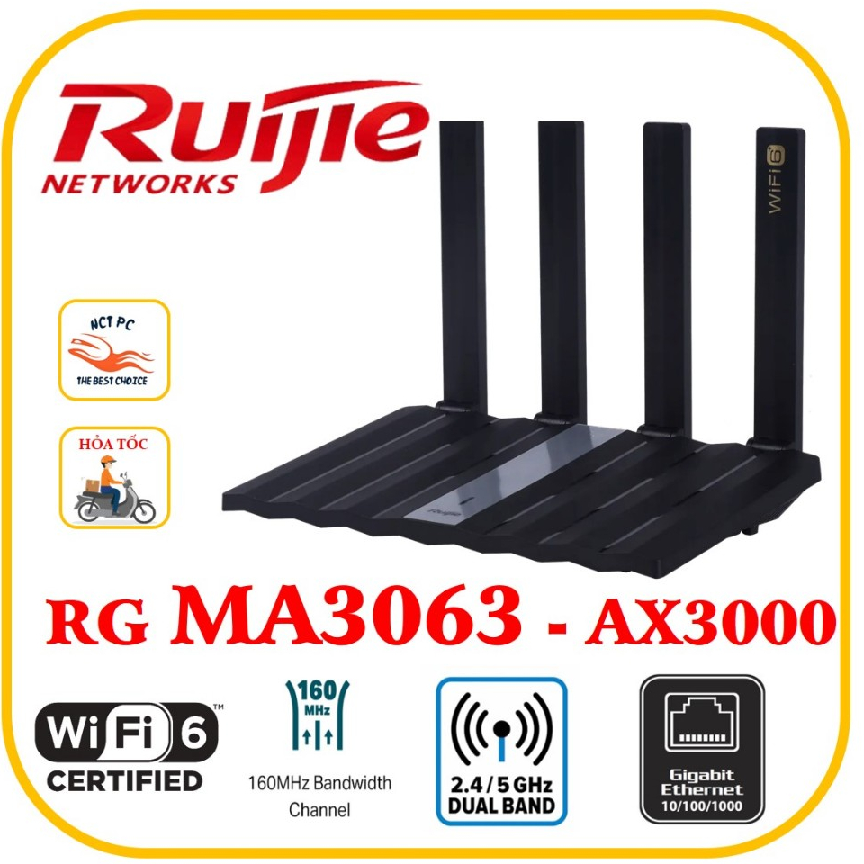 [RẺ VÔ ĐỊCH] Bộ Phát Wifi Mesh Wifi 6 Ruijie RG-MA3063 MA3063 AX3000 dòng Enterprise có Mesh - Qua s