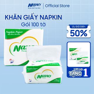  Combo 10 gói  Khăn giấy rút lụa Nano Napkin 100 tờ, Giấy ăn khô vuông siêu dai cao cấp - Nano Tissue