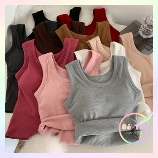 Áo Sát Nách Có Nút Đệm Ngực Chất Dày Dặn, Áo Cotton Dệt Kim Dáng Ôm Body Năng Động Khỏe Khoắn Dành Cho Nữ / Bé Tiu