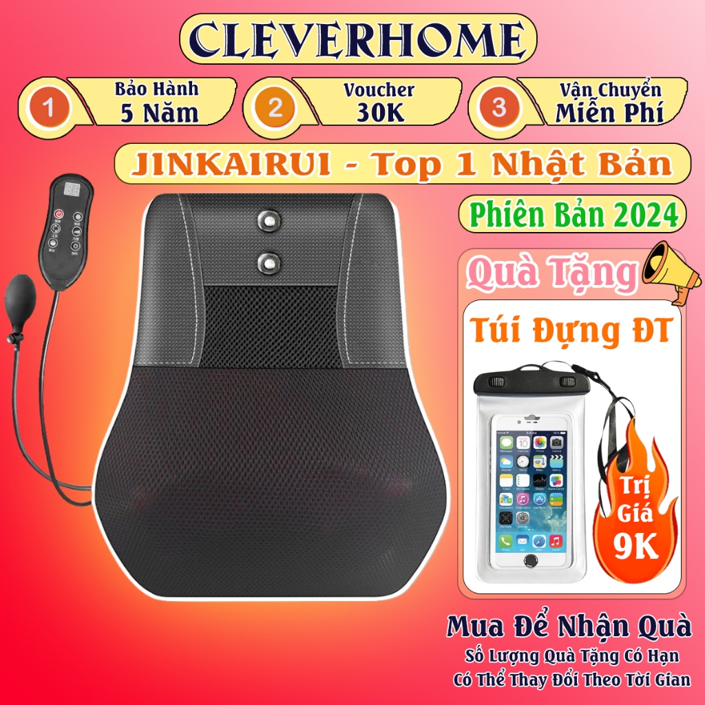 Gối massage cổ vai gáy cao cấp, máy mát xa cổ vai gáy 20 bi có hồng ngoại, chế độ rung, túi khí