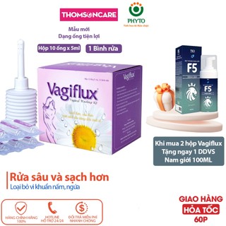 Bình rửa âm đạo Vagiflux 1 bình xịt và 10 ống dung dịch, dung dịch vệ sinh rửa phụ khoa sâu và Berikit vệ sinh phụ nữ