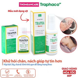 Xịt khử mùi hôi chân Trapha Spray, hôi nách, bột khử mùi trapha, xịt thơm giầy dép cho nam nữ Mẫu mới - Thomsoncare