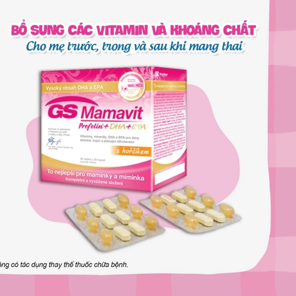 GS mamavit hỗ trợ bổ sung vitamin và DHA cho phụ nữ chuẩn bị mang thai,mang thai và cho con bú