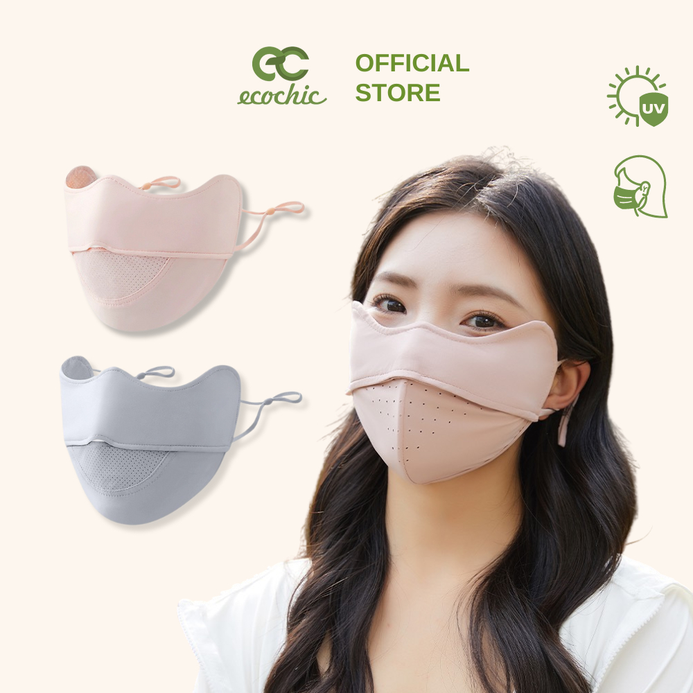 Khẩu Trang Vải Chống Tia UV ECOCHIC Chống Nắng Thấm Hút Mồ Hôi Lưới Thoáng Khí Mềm Mịn UPF 50+ Kháng Khuẩn Nhiều Màu