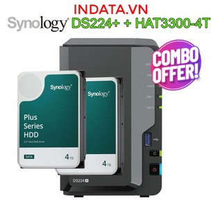 [COMBO] Bộ lưu trữ mạng NAS Synology DS224+ và ổ cứng Synology HAT3300-4T 4TB, hàng chính hãng