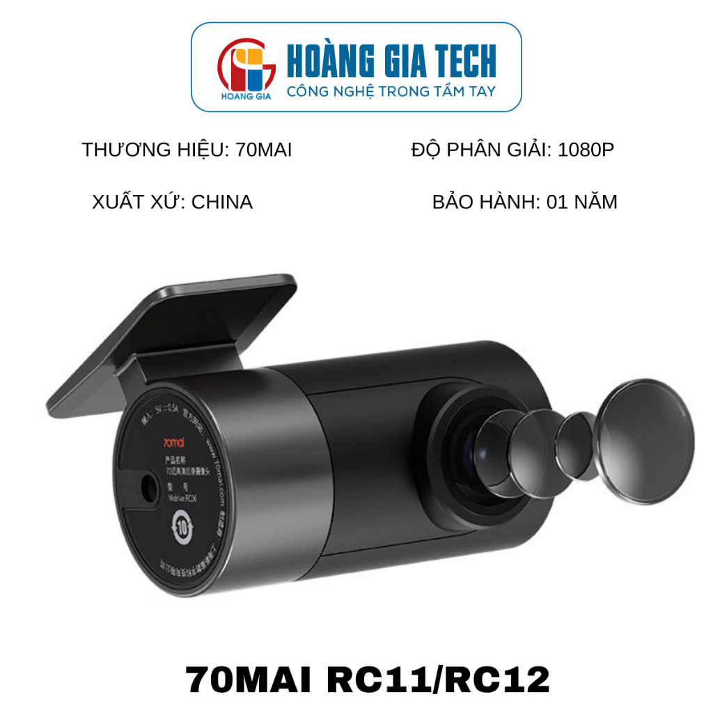 Camera hành trình sau cho 70Mai A200 A500s RC11 RC12 RC13  chính hãng