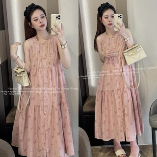 Váy xuông quảng châu loại 1 mềm mát hoa nhí hồng babydoll