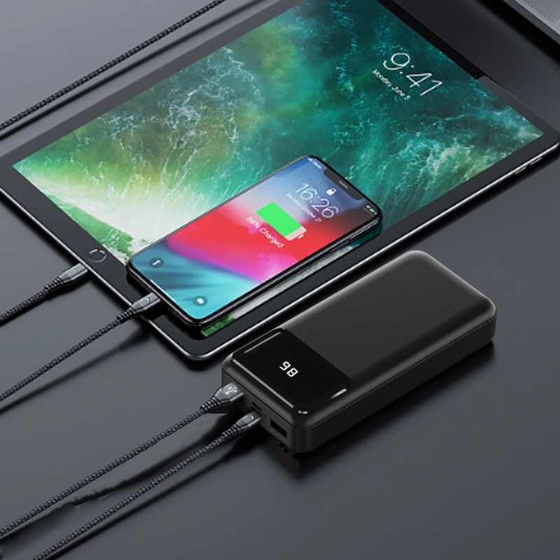 Sạc dự phòng 20000mah sạc nhanh 22.5W có dây type c LN 2 ouput usb 2 input type c/micro JUYUPU