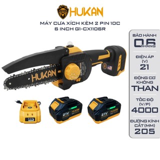 Máy cưa xích pin HUKAN CX1106r, Chiều dài lam 6 inch, Động cơ Không Chổi Than