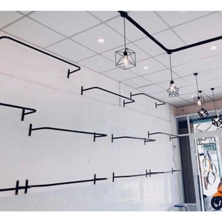 Thanh ( xào ) , kệ treo quần áo bắn tường chữ U kèm vít  ngang 1m1m2,1m5, sắt sơn tĩnh điện cao cấp 3 màu trắng vàng đen