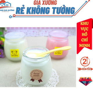 Hũ sữa chua thủy tinh tròn béo 200ml - nắp nhựa làm pudding , sữa chua,...