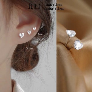 Bông tai bằng bạc Ý trắng sáng lấp lánh, đính Kim Cương sang trọng Hot trend|KT1031 JULI