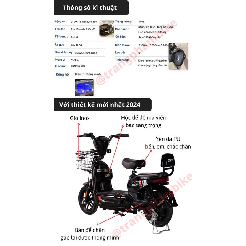 Xe đạp điện quốc dân SK8 bản cao cấp 2024 thời trang mới nhât | BigBuy360 - bigbuy360.vn