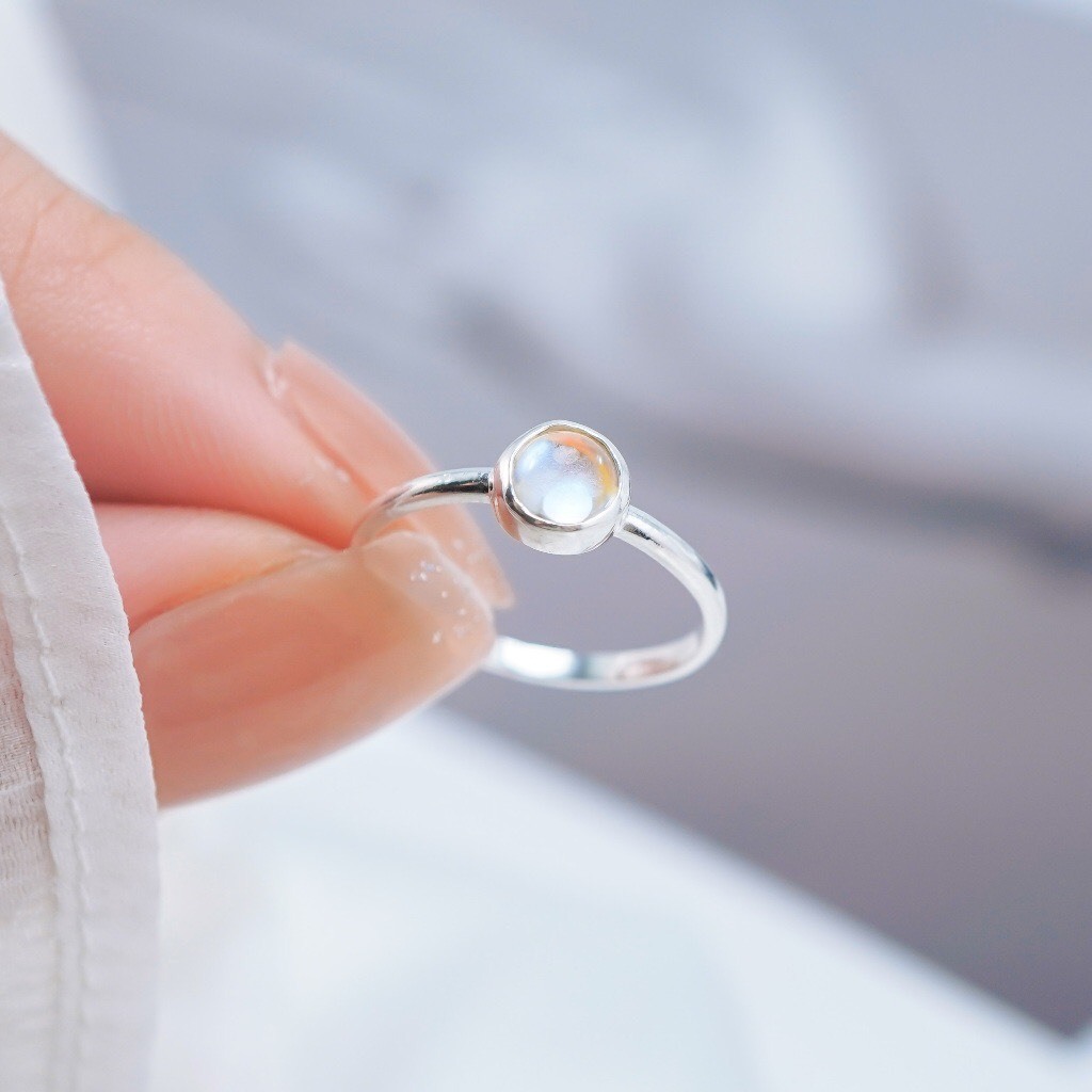 Nhẫn Bạc nữ 925 Cao Cấp Đa Mặt Trăng BASIC MOONSTONE 8341Fullbox đầy đủ phụ kiện