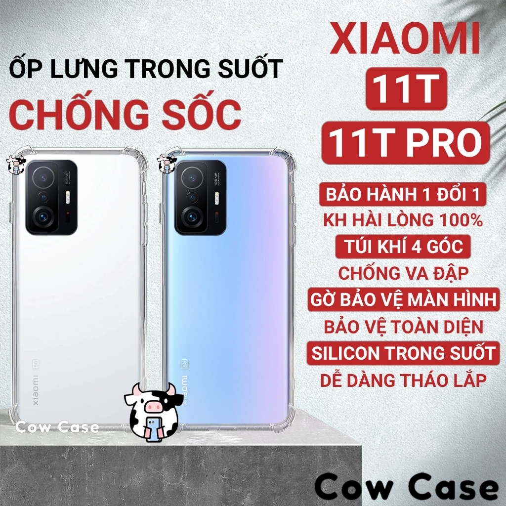 Ốp lưng Xiaomi 11T / 11T Pro 5G chống sốc silicon dẻo trong Cowcase | Vỏ điện thoại Xiaomi bảo vệ camera toàn diện TRON