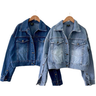 Áo khoác jean tay dài phối nút 2 túi hộp trước, áo khoác nữ VIENS STORE