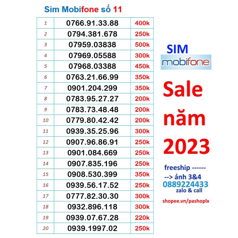 Sim mobifone số đẹp 11