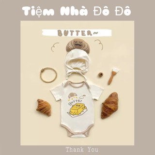 Set bộ cover ikii bánh crosstain bơ kèm mũ cho bé trai bé gái mùa hè dễ thương 5-13kg