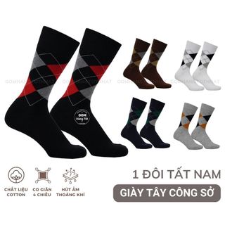Tất Cổ Cao nam họa tiết quả trám, vớ giày tây nam cao cấp phong cách châu âu