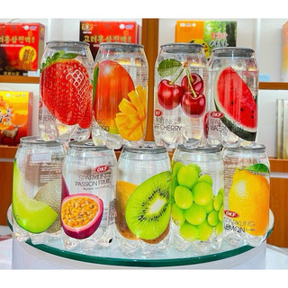 Nước trái cây có ga - Sparkling OKF vị nho,dưa lưới,chanh,dưa hấu,xoài,kiwi,cherry,chanh dây 350ml
