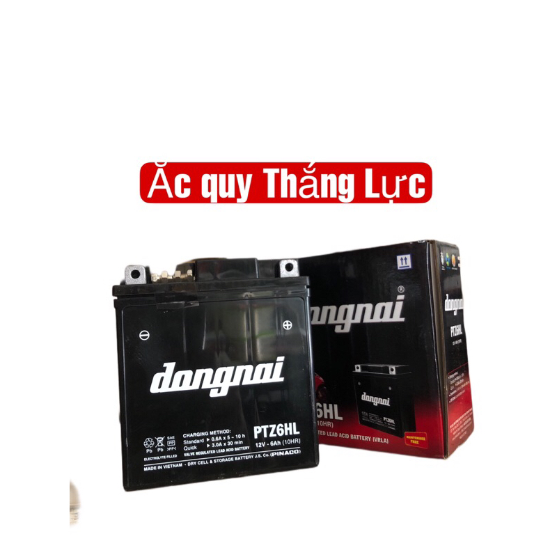 Bình ắc quy 12V6Ah DongNai PTZ6HL xe máy dream, wave,,,,,,.