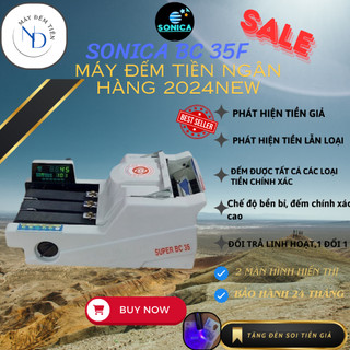 Máy đếm tiền ngân hàng Sonica bc35F, máy phát hiện tiền giả, tặng đèn UV soi tiền giả 2024