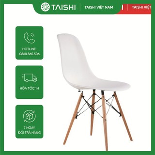Ghế Làm Việc Văn Phòng Mặt Nhựa Chân Gỗ Decor Phòng Khách Nhập Khẩu EAMES Đủ Màu ( LỖI 1 ĐỔI 1 )