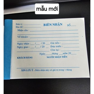 Biên nhận 2 liên 9x13cm 30 bộ = 60 tờ
