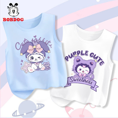 Áo trẻ em BOBDOG, áo ba lỗ bé gái chất liệu thun cotton thoáng mát in hình korumi cho bé mặc hè