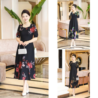 Đầm trung niên lụa nhật cao cấp Ladyshop T331