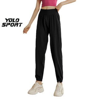 Quần Dài Jogger Nữ Lưng Cao Chất Thun Lạnh Mềm Mịn Co Giãn Phom Che Bụng Bo Ống Rộng Tôn Dáng Thể Thao Gym Yoga