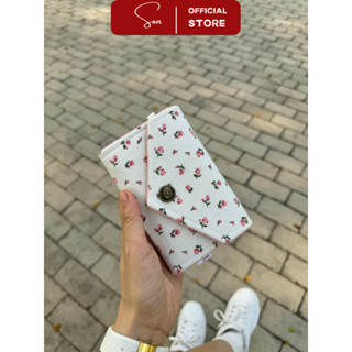 Ví Vải Handmade Nữ Búp Hoa Hồng Nắp Gập - VẢI LINEN MỚI