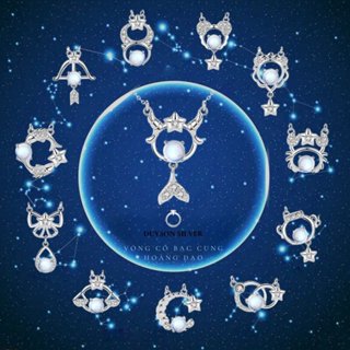 Dây chuyền bạc nữ 12 cung hoàng đạo đính đá Moonstone Duyson Silver, vòng cổ bạc Ý DCXK55