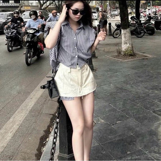 Set áo somi tay hến và quần sooc hàn quốc cao cấp - bb store