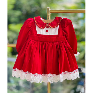Váy đỏ viền ren trắng dành cho bé gái 12 - 24 kg-thanh lý