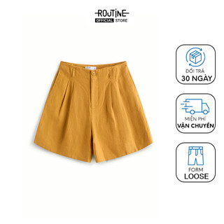 Quần Short Nữ Linen Ống Rộng Túi Thẳng Trơn Form Loose - Routine 10S24PSHW005