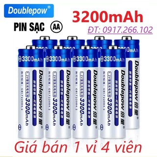 Hộp 4 viên pin sạc AA Doublepow 3200mAh. Hàng chính hãng cao cấp