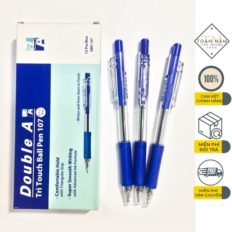 Bút bi Double A Tritouch 0.7mm chính hãng Double A, nét đậm ( đủ màu