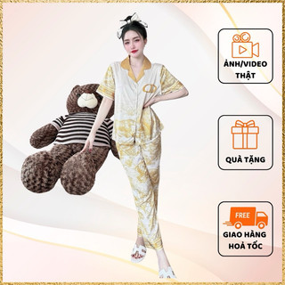 Bộ Pijama lụa thiết kế sang trọng , tinh tế , nhẹ mềm có túi quần - hàng có size