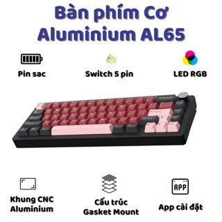 Bàn phím cơ Silent Atas AL65 Khung nhôm CNC 3 mode kết nối - Led RGB - Pin 4000 mah - Mạch xuôi - Plate FR4 - Có app